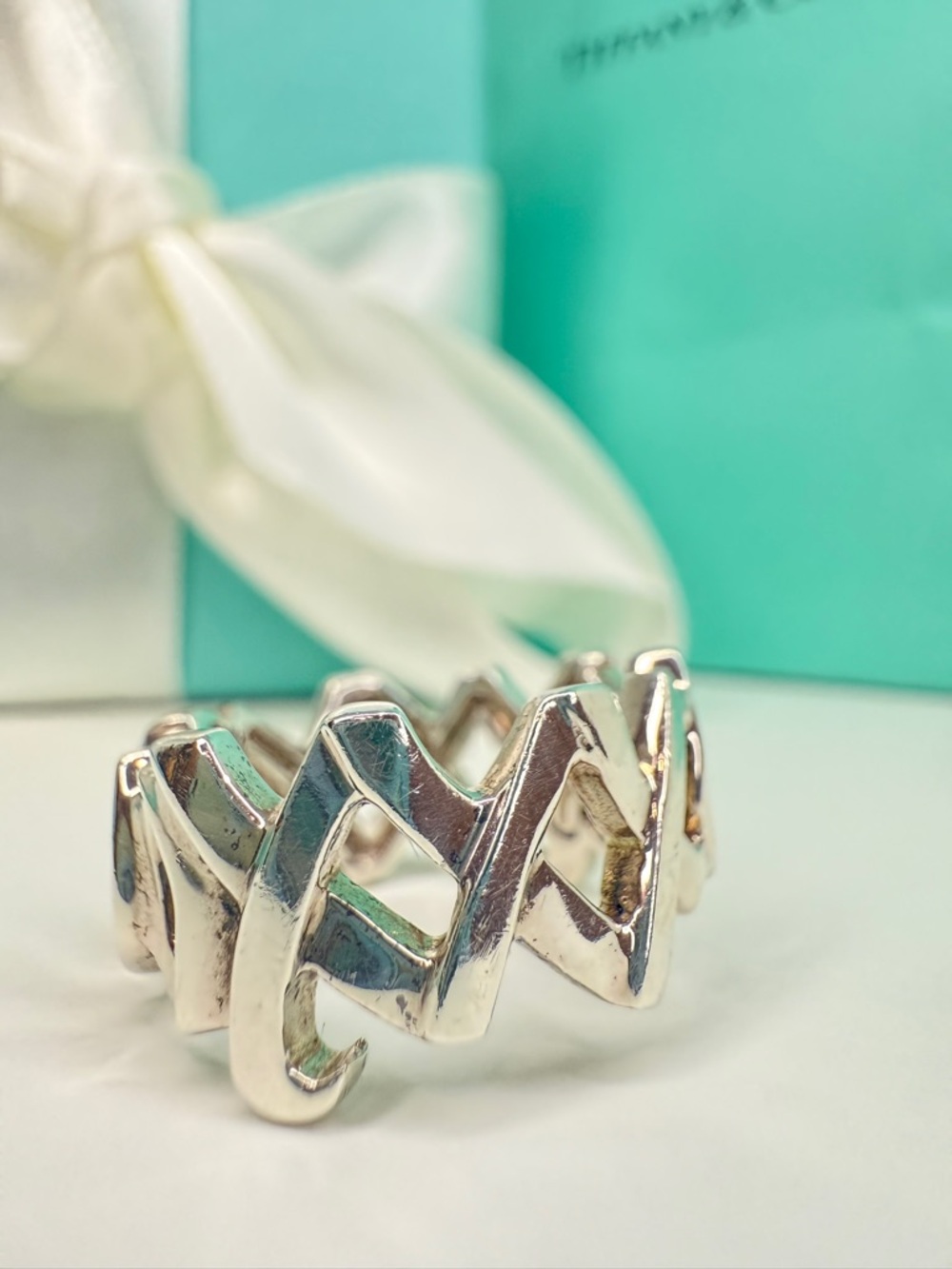 Vintage Tiffany & Co. XOXO Ring by Paloma Picasso, Sterling Silver, Size 5.5